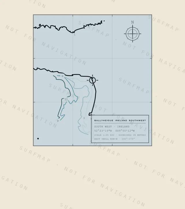 Ballyheigue Ireland Southwest chart, the full artwork printed on the back