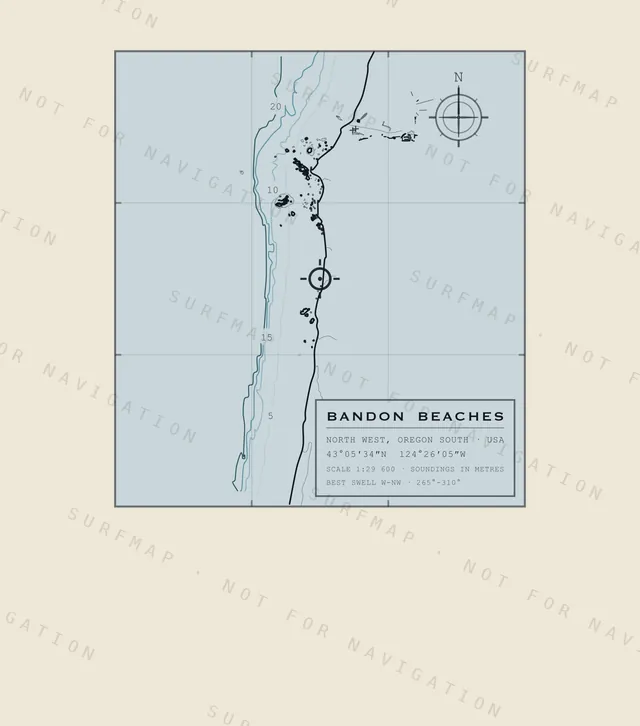 Bandon Beaches chart, the full artwork printed on the back