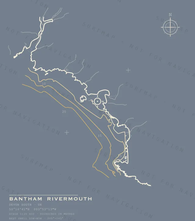 Bantham Rivermouth chart, the full artwork printed on the back