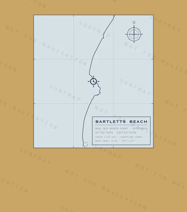 Bartletts Beach chart, the full artwork printed on the back