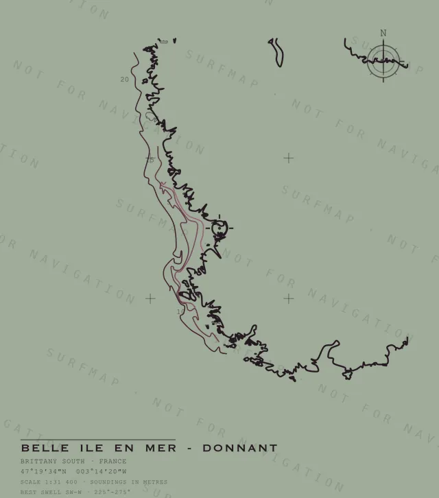 Belle Ile en Mer - Donnant chart, the full artwork printed on the back