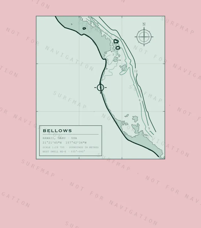 Bellows chart, the full artwork printed on the back