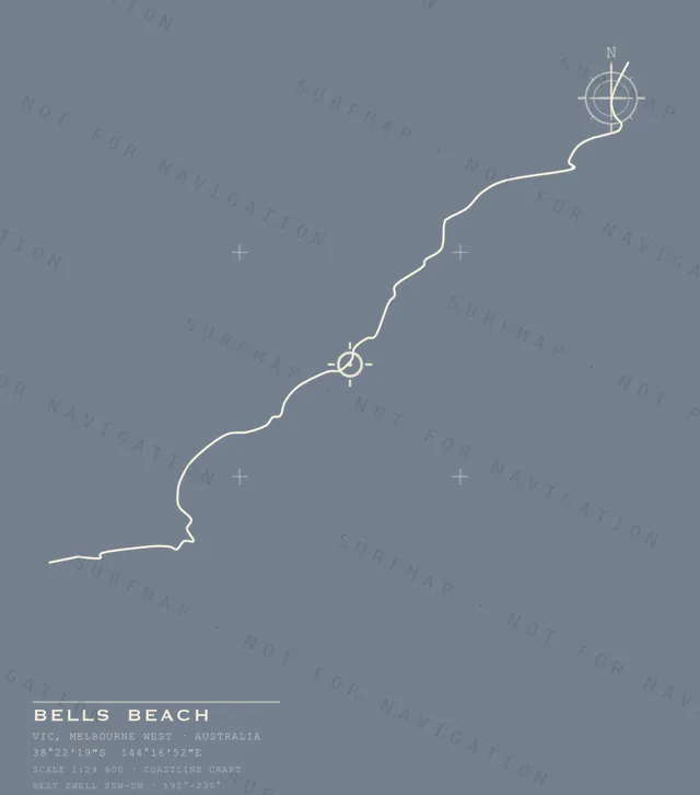 Bells Beach chart, the full artwork printed on the back