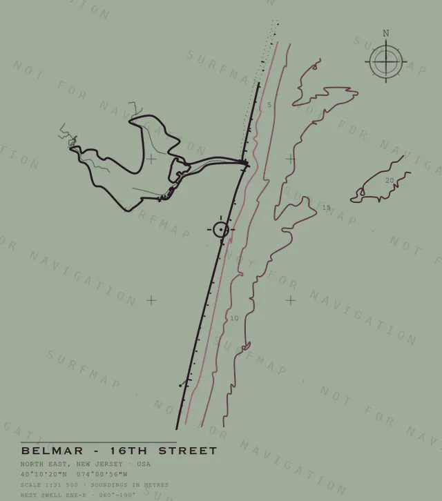 Belmar - 16th Street chart, the full artwork printed on the back