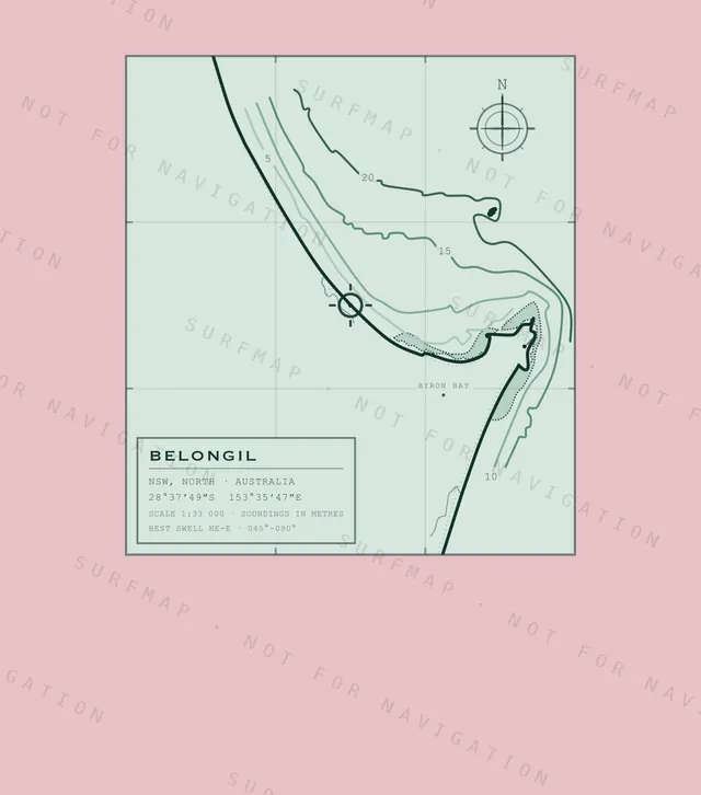 Belongil chart, the full artwork printed on the back