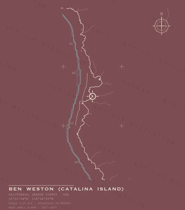 Ben Weston (Catalina Island) chart, the full artwork printed on the back