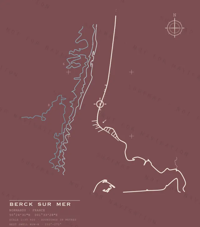 Berck sur Mer chart, the full artwork printed on the back
