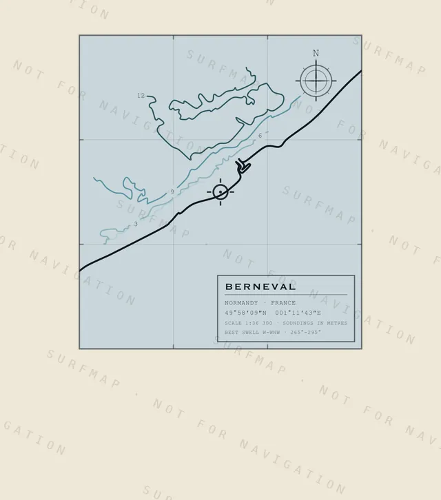 Berneval chart, the full artwork printed on the back
