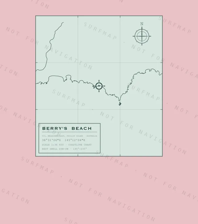 Berry's Beach chart, the full artwork printed on the back