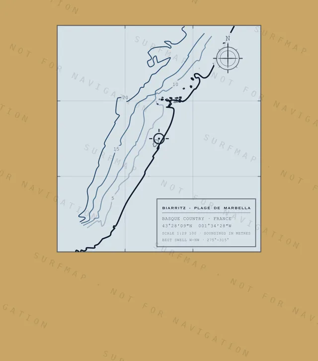 Biarritz - Plage de Marbella chart, the full artwork printed on the back