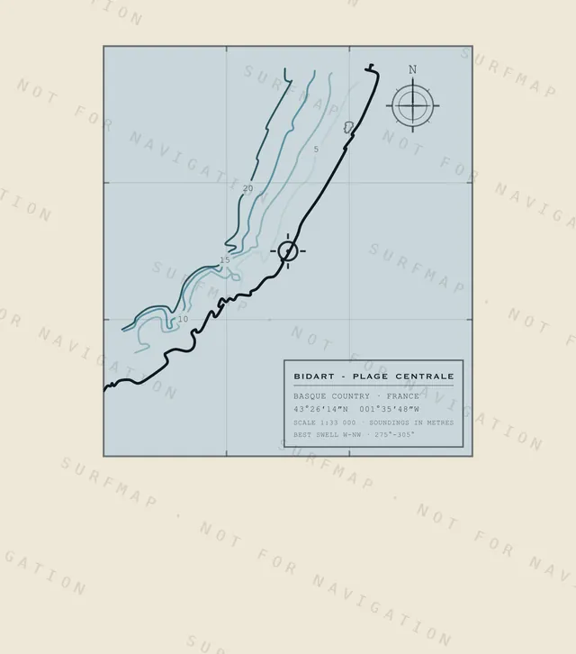 Bidart - Plage Centrale chart, the full artwork printed on the back