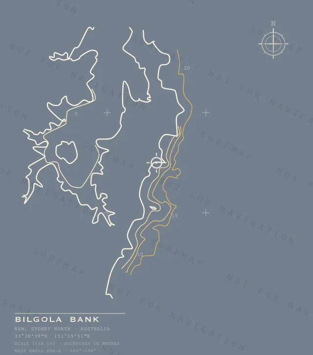 Bilgola Bank chart, the full artwork printed on the back