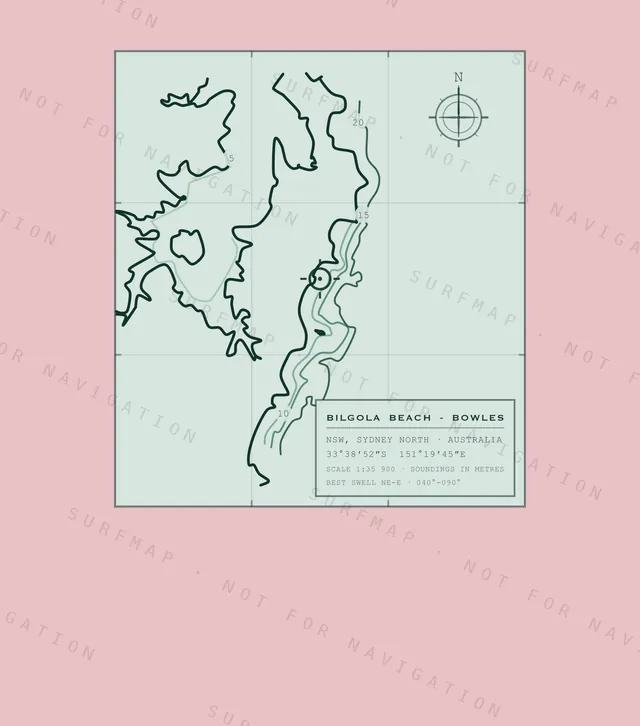 Bilgola Beach - Bowles chart, the full artwork printed on the back