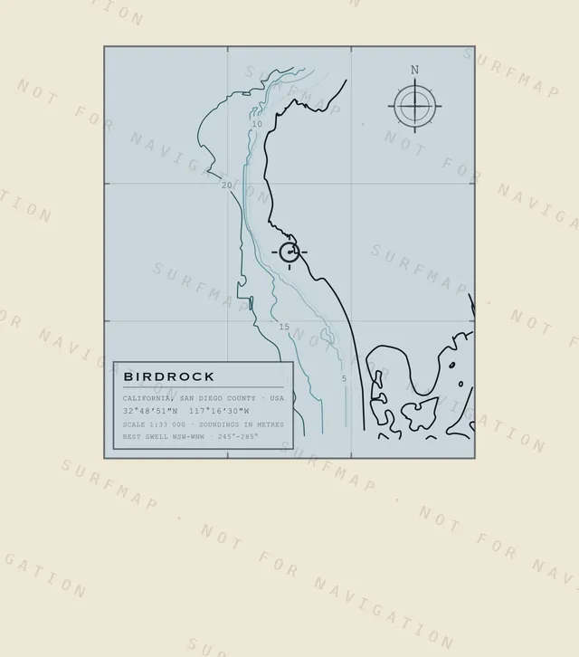 Birdrock chart, the full artwork printed on the back