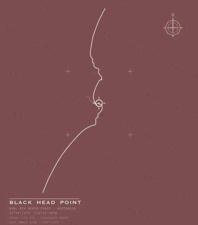 Black Head Point chart, the full artwork printed on the back