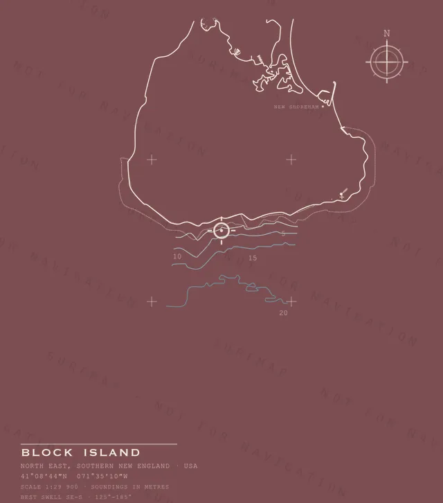 Block Island chart, the full artwork printed on the back