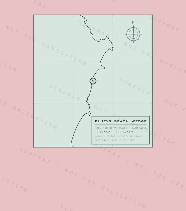 Blueys Beach Wedge chart, the full artwork printed on the back
