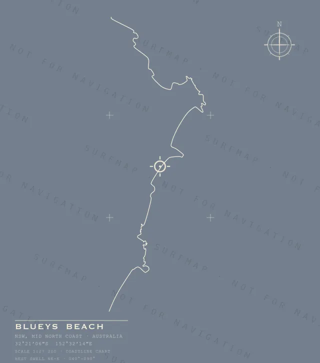 Blueys Beach chart, the full artwork printed on the back