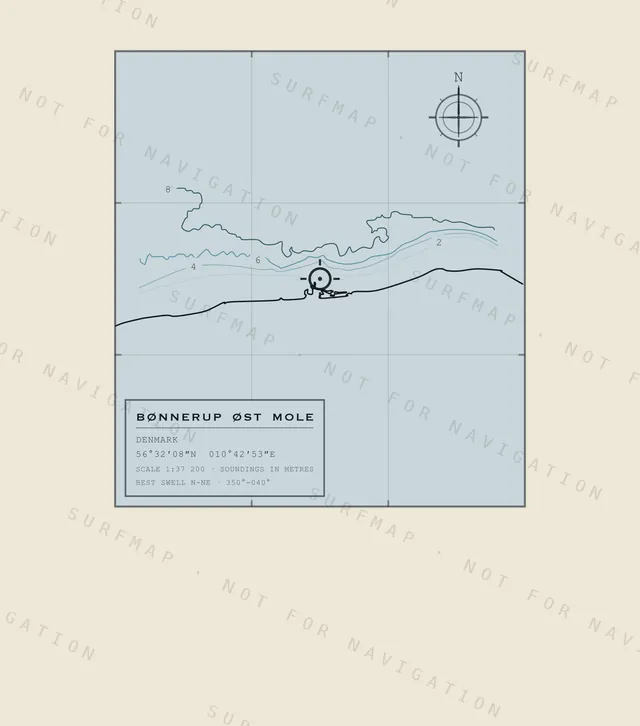 Bønnerup Øst Mole chart, the full artwork printed on the back