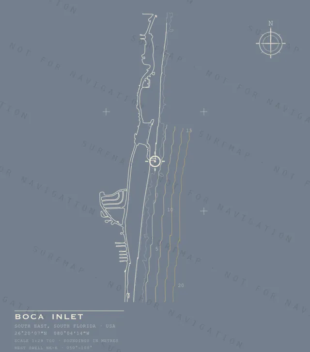 Boca Inlet chart, the full artwork printed on the back