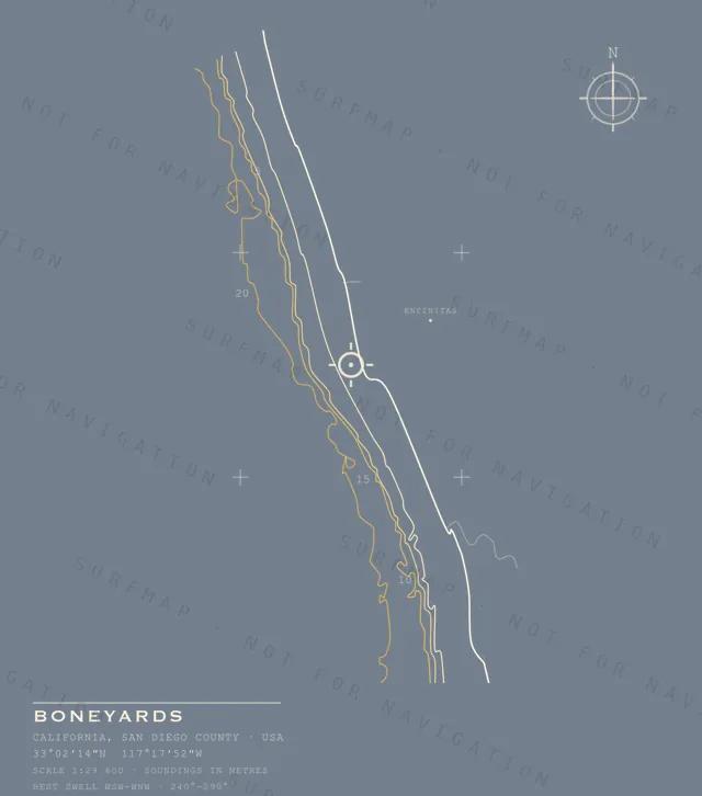Boneyards chart, the full artwork printed on the back