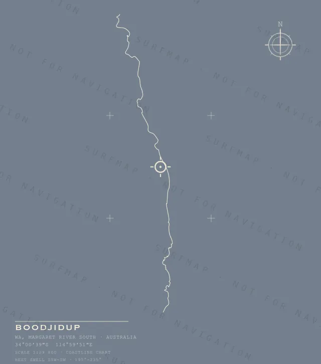 Boodjidup chart, the full artwork printed on the back