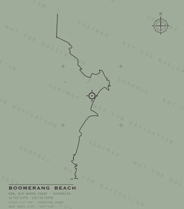 Boomerang Beach chart, the full artwork printed on the back