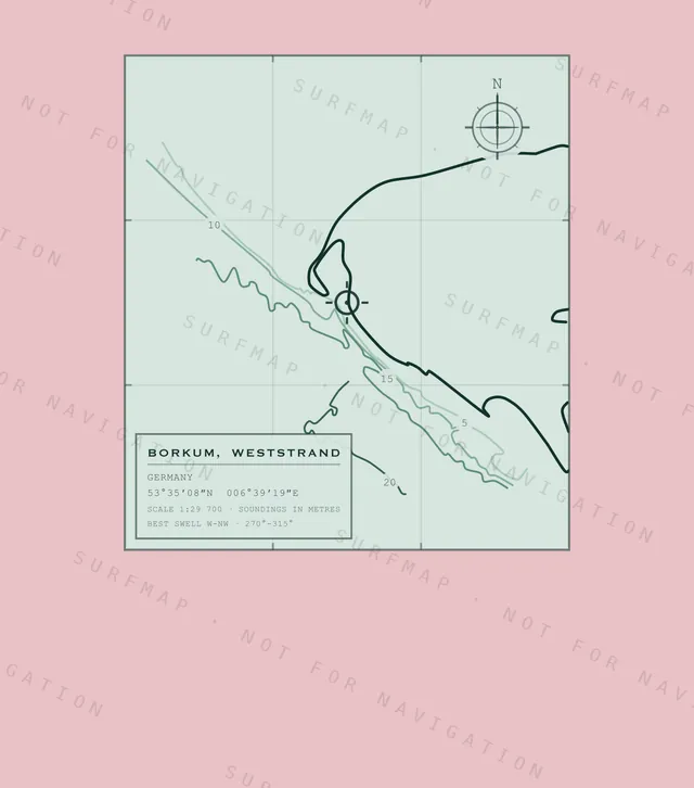 Borkum, Weststrand chart, the full artwork printed on the back