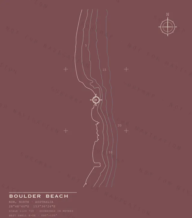 Boulder Beach chart, the full artwork printed on the back