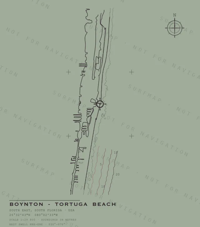 Boynton - Tortuga Beach chart, the full artwork printed on the back
