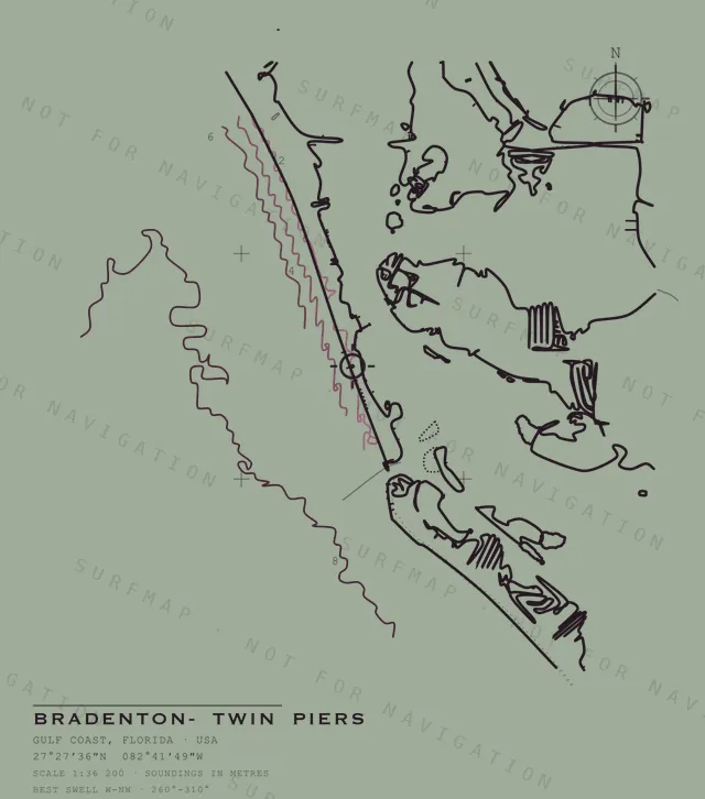 Bradenton- Twin Piers chart, the full artwork printed on the back
