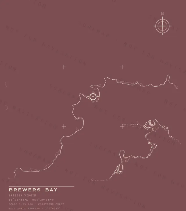 Brewers Bay chart, the full artwork printed on the back