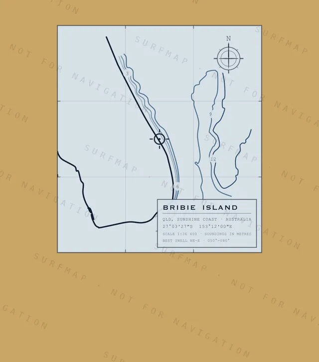 Bribie Island chart, the full artwork printed on the back