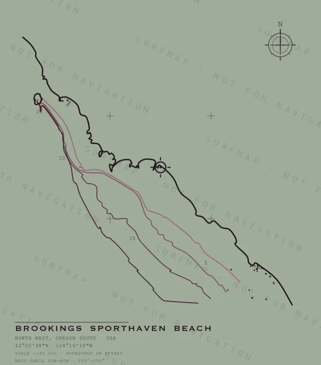 Brookings Sporthaven Beach chart, the full artwork printed on the back