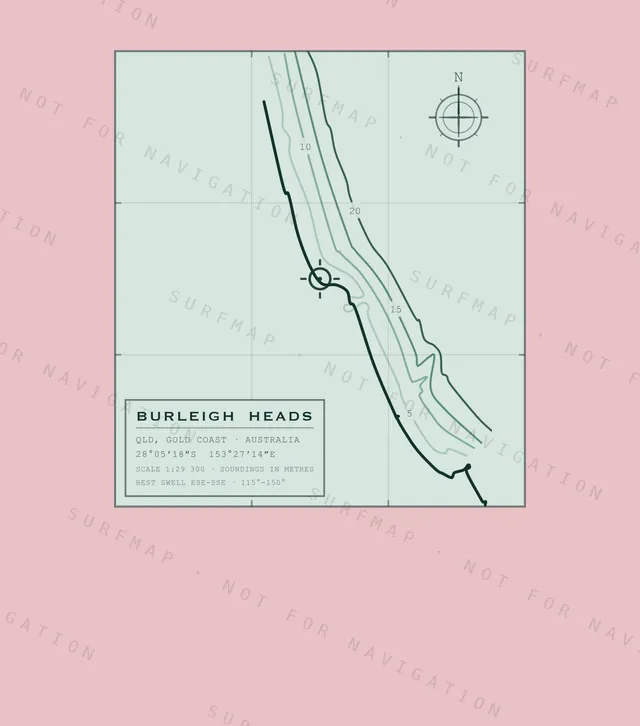 Burleigh Heads chart, the full artwork printed on the back
