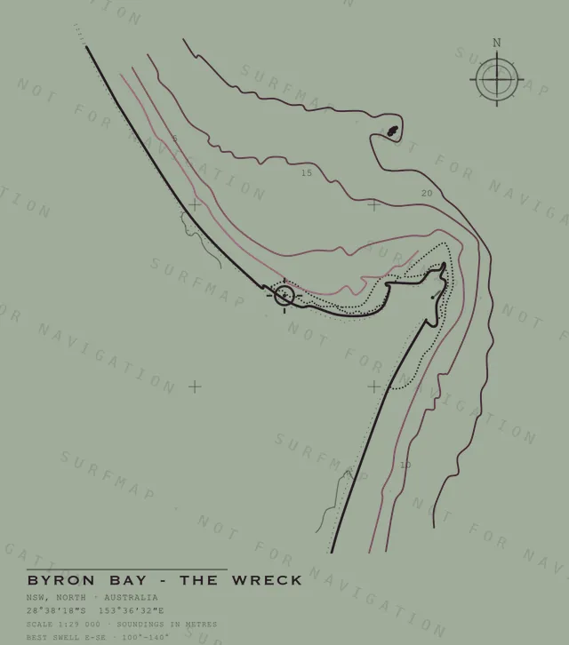 Byron Bay - The Wreck chart, the full artwork printed on the back