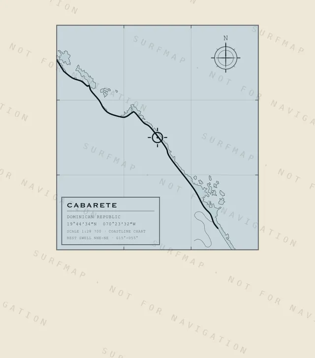 Cabarete chart, the full artwork printed on the back