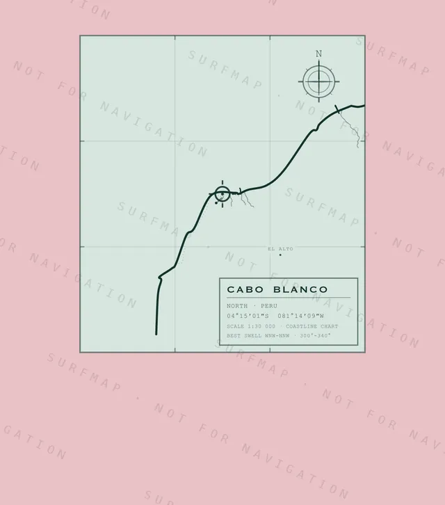 Cabo Blanco chart, the full artwork printed on the back