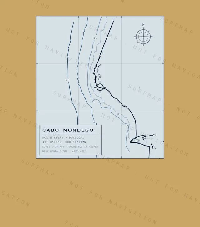 Cabo Mondego chart, the full artwork printed on the back