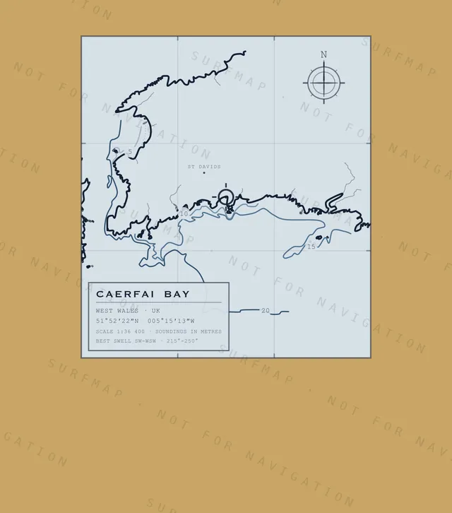 Caerfai Bay chart, the full artwork printed on the back