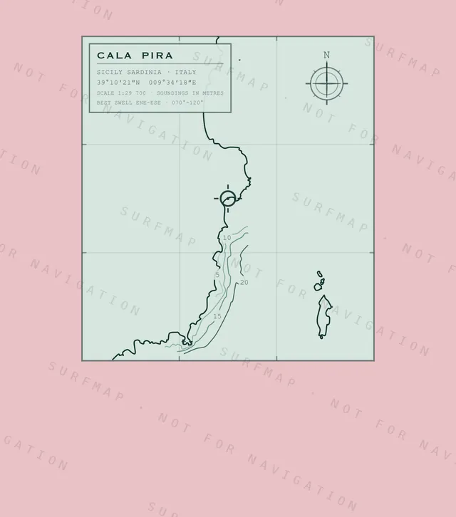 Cala Pira chart, the full artwork printed on the back