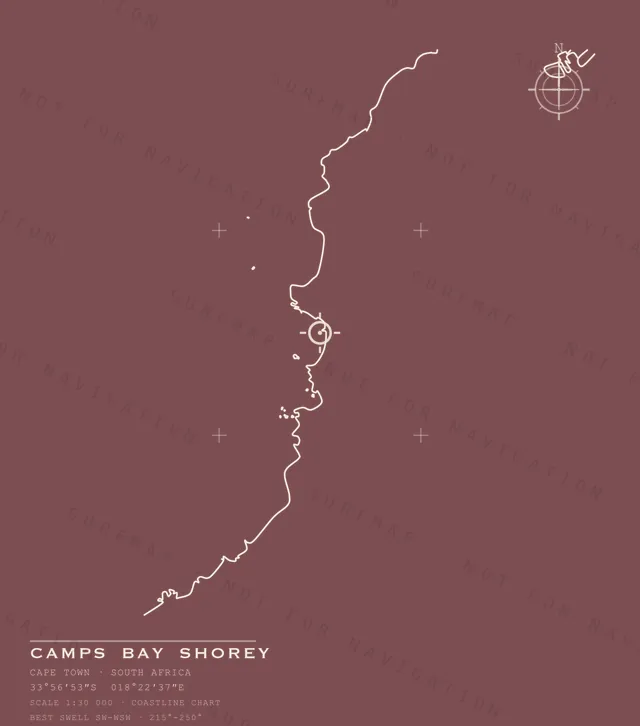 Camps Bay Shorey chart, the full artwork printed on the back