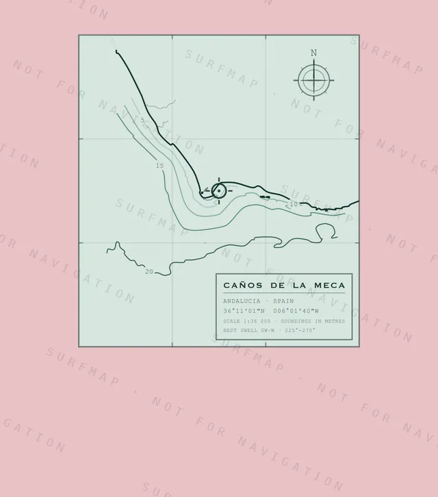 Caños de la Meca chart, the full artwork printed on the back