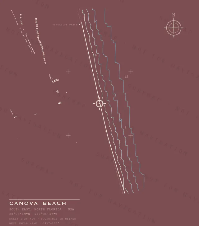 Canova Beach chart, the full artwork printed on the back