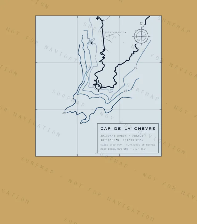 Cap de la Chèvre chart, the full artwork printed on the back