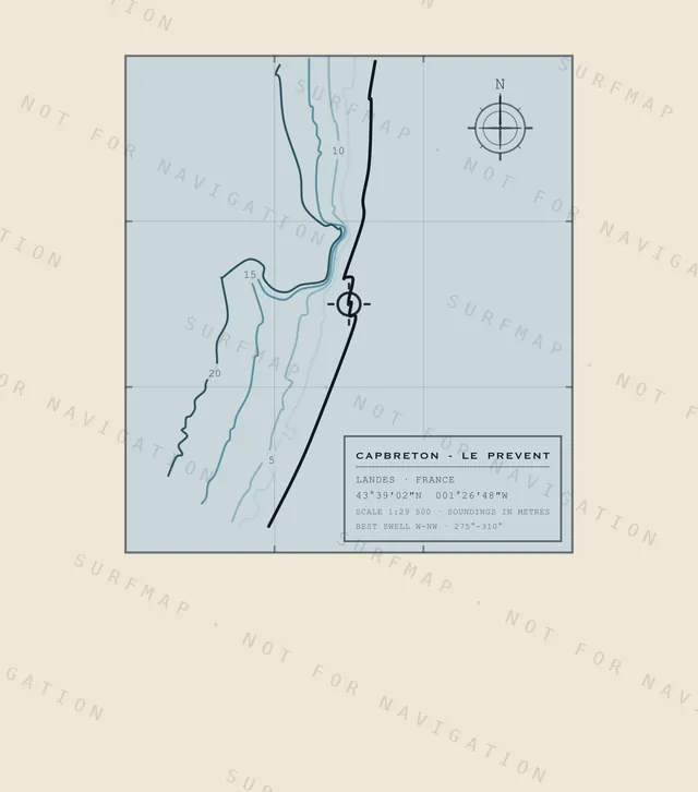 Capbreton - Le Prevent chart, the full artwork printed on the back