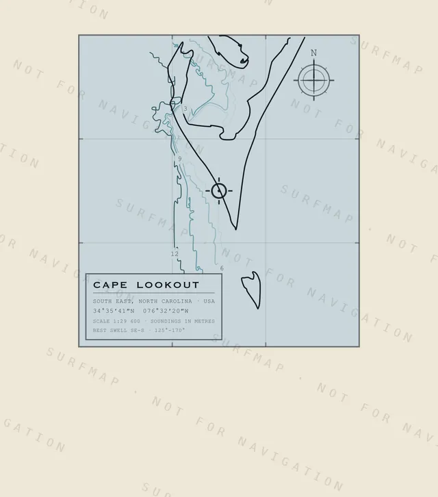 Cape Lookout chart, the full artwork printed on the back