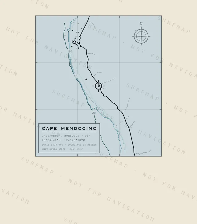 Cape Mendocino chart, the full artwork printed on the back
