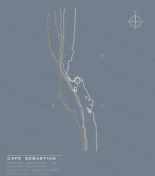 Cape Sebastian chart, the full artwork printed on the back