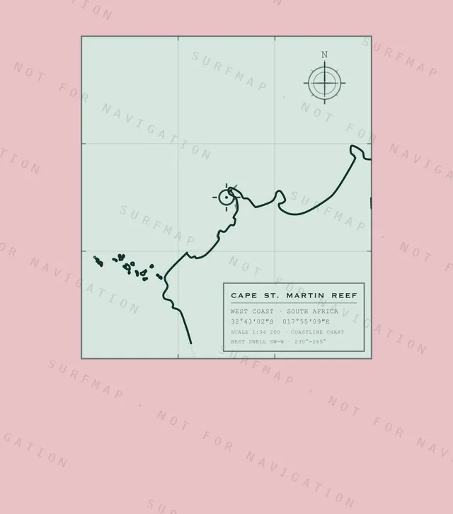 Cape St. Martin Reef chart, the full artwork printed on the back